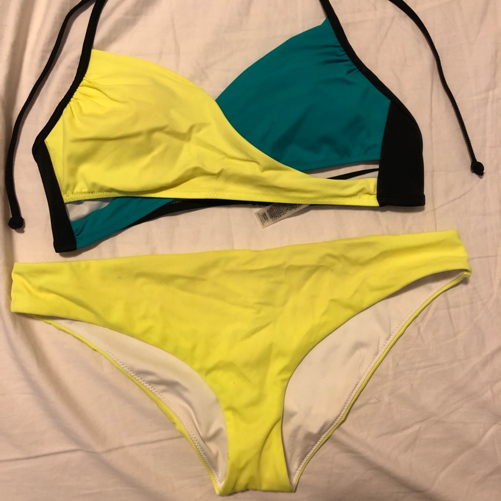 PINK neon yellow swimsuit